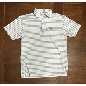 Men’s Rhoback Size S White And Black Striped Performance Golf Polo